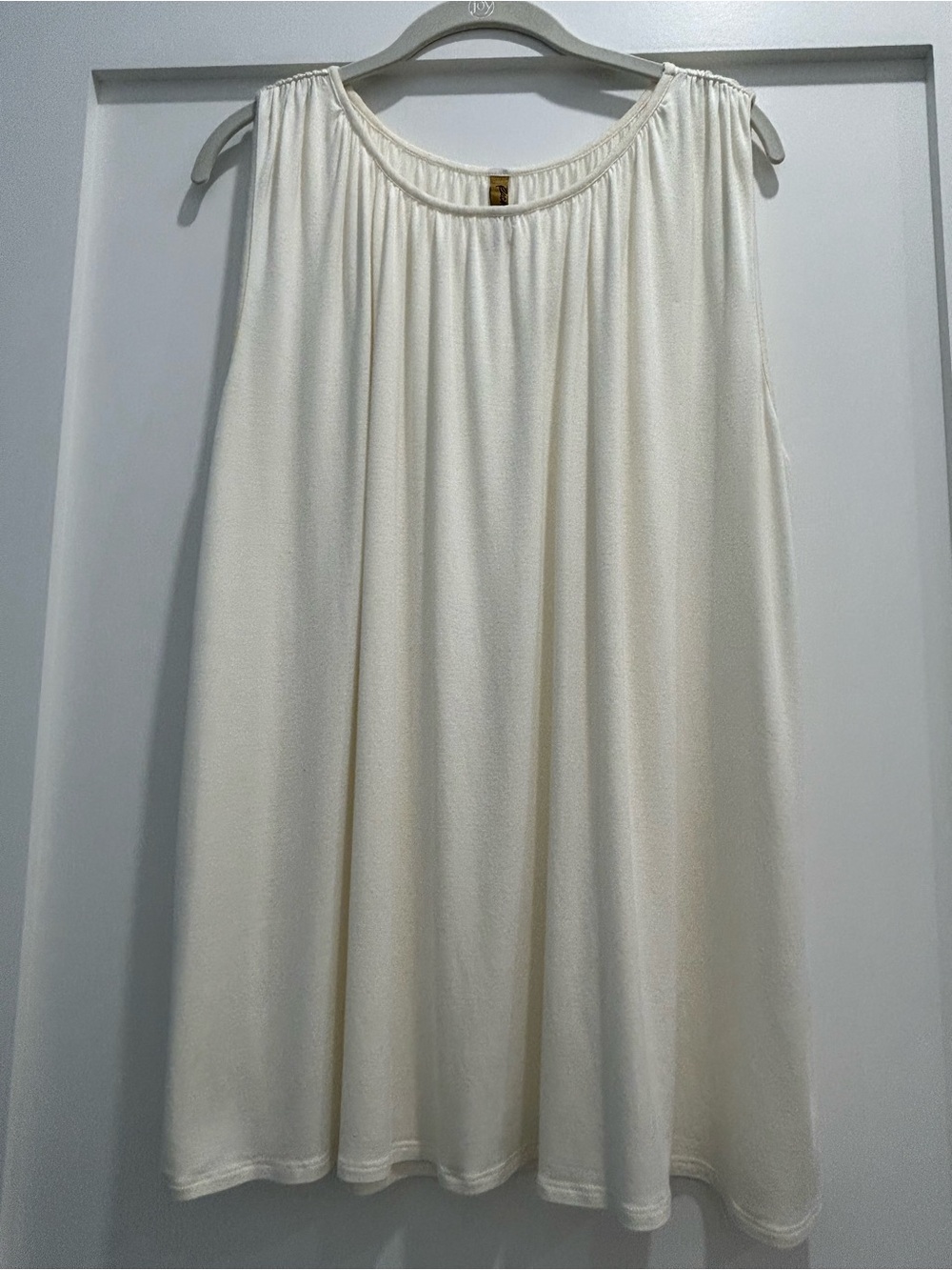 Cream Sleeveless Gathered Neck Top